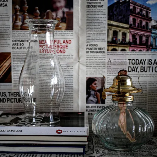 Miniatura 8 de Lámpara de aceite Chimenea Base de 3 pulgadas 8 2/8 pulgadas de altura Lámpara de queroseno Lámpara de repuesto de vidrio transparente alto