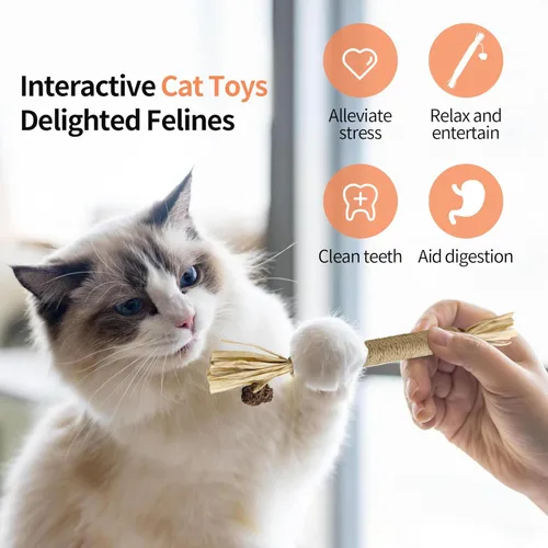 Miniatura 5 de Silvervine Sticks - Paquete de 3 juguetes para gatos, 100% naturales para masticar para gatitos, juguetes de hierba gatera para gatitos y gatos