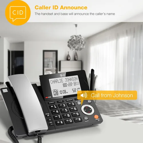 Miniatura 7 de AT&T DECT 6.0 Teléfono doméstico con cable/inalámbrico con 2 auriculares y contestador automático, bloqueador inteligente de llamadas, identificador