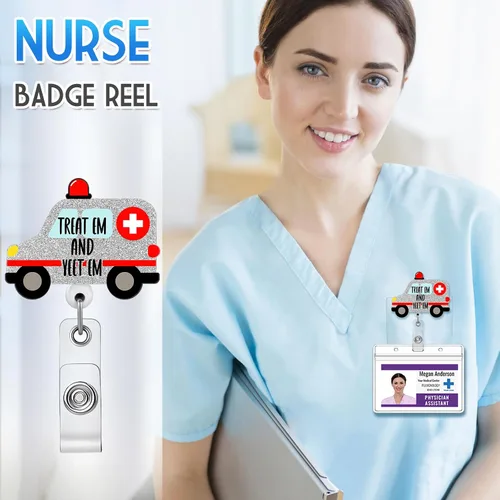 Miniatura 2 de Plifal Soporte retráctil con clip de identificación para enfermera, enfermería, tarjeta de identificación, linda ambulancia, asistente médico