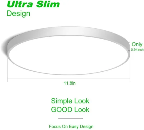 Miniatura 3 de LightingWill Lámpara de techo LED de montaje empotrado, 3200 lúmenes, luz blanca diurna de 5000 K, 12 pulgadas 24 W, accesorio de iluminación