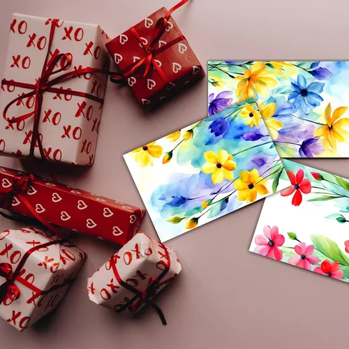 Miniatura 5 de PARTH iMPEX 36 tarjetas de notas florales en blanco con sobres - 10x15 cm Tarjetas de felicitación para todas las ocasiones, flores de acuarela