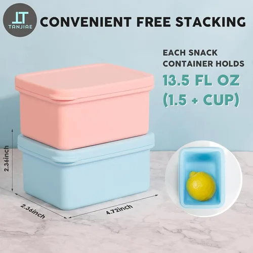 Miniatura 2 de Tanjiae Recipientes de silicona para niños, a prueba de fugas, recipientes pequeños para almuerzo con tapas para niños pequeños, 1 taza de moldes
