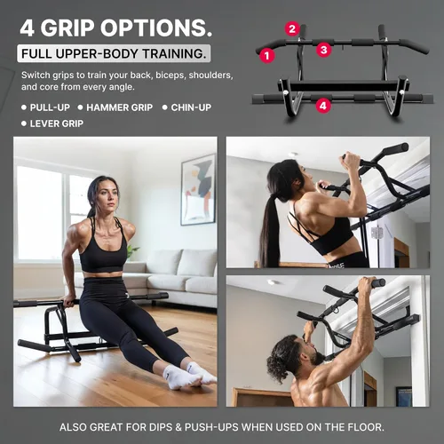 Miniatura 8 de DMoose Fitness Pull Up Bar for Doorway - Upto 250 Lbs Capacity, No Screwing or Slipping, Hanging Pullup & Chin Up Bar for Door Frame - Multi Padded