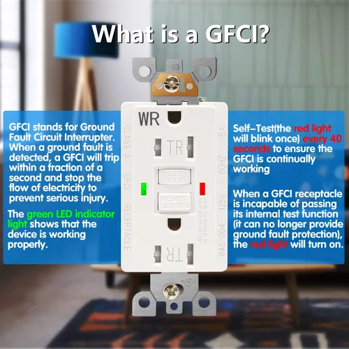 Miniatura 17 de POWAWINI - Enchufe GFCI de 15 amperios, certificación UL, receptáculos GFI de autocomprobación, resistentes a manipulaciones, resistente a la Blanco