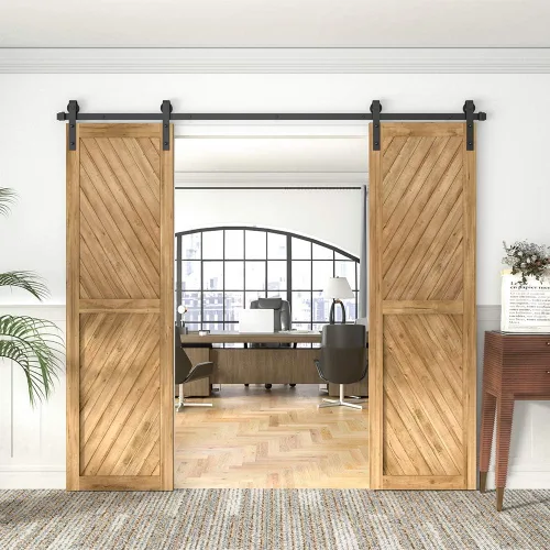 Miniatura 3 de Winsoon puerta de madera para establo, deslizante; kit para clóset, gabinete, con piezas metálicas, estilo antiguo para puertas dobles, superficie