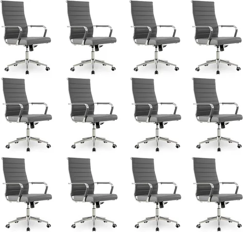 Miniatura 42 de Okeysen Office Desk Chair, Ergonomic Leather Modern Conference Room Chairs, Executive Ribbed Height Adjustable Swivel Rolling Chair for Home Office