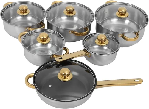 Uonlytech Juego de utensilios de cocina de acero inoxidable con asas desmontables, ollas y sartenes compatibles con inducción para cocinar en el