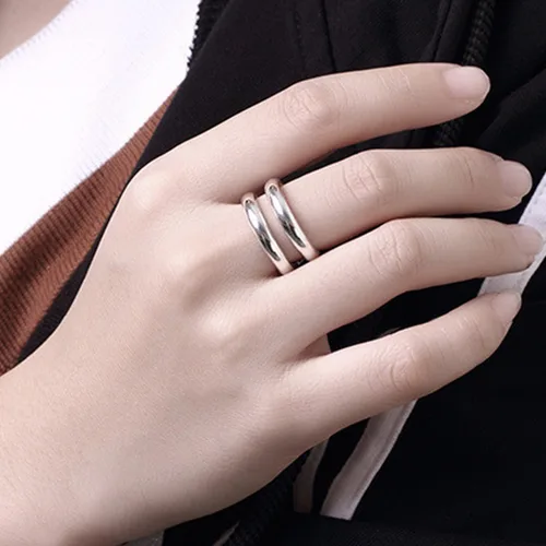 Miniatura 99 de Anillo de plata de ley 925, minimalista, ajustable, hecho a mano, para mujeres y niñas