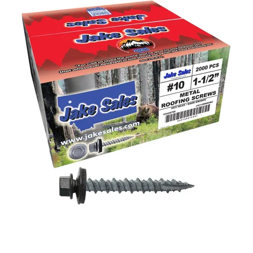 Miniatura 37 de 10 tornillos para techos de metal gris ABC de 1-1/2 pulgadas, cabezal de arandela hexagonal, arranque automático/roscado, arandela EPDM. 1 bolsa