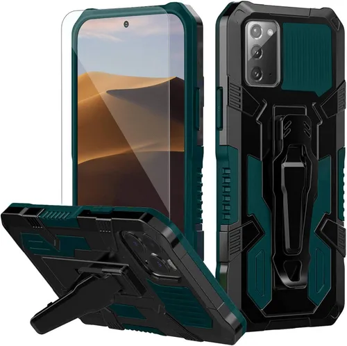 Miniatura 10 de Funda compatible con Samsung Galaxy Note 20 5G, con protector de pantalla de vidrio templado y clip para cinturón, cuerpo completo, resistente, a