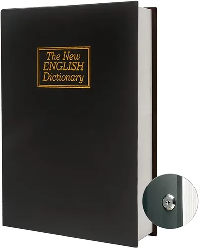 Miniatura 9 de Caja Fuerte de Libro de Cuero (Tamaño 8.7"×6"×2") Secreto de Papel Real para Joyas, Dinero y Efectivo, Caja Fuerte de Libro de Distracción, Hueca