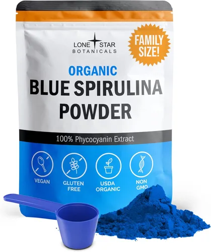 Polvo de espirulina azul orgánico, 120 porciones, superalimento 100% puro, algas azul-verdes, colorante alimentario natural para batidos y bebidas
