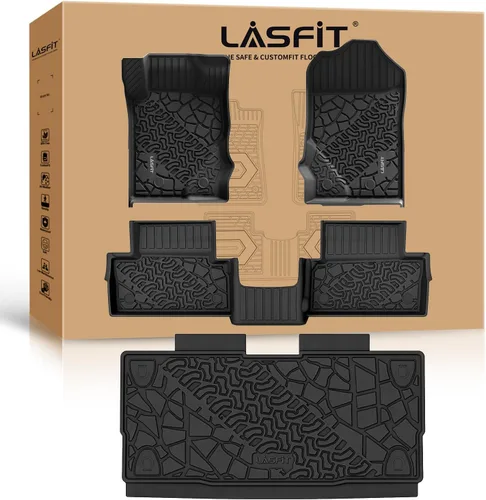 Miniatura 10 de LASFIT Alfombrillas para Ford F-150 2011-2014 SuperCrew, alfombra de la fila delantera con consola de flujo continuo, protector para todo