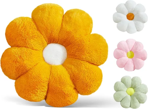 Miniatura 9 de Almohada de 17.7 Pulgadas en Rosa Caliente con Diseño de Margarita, Almohada Decorativa en Forma de Flor, Cojín para Niñas, Adultos, Linda