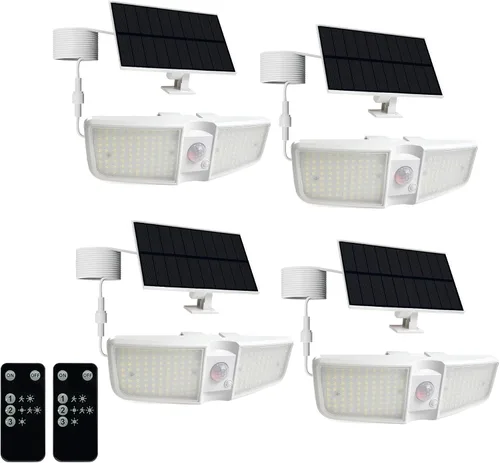 Miniatura 7 de Reflectores solares para exteriores con sensor de movimiento de 6500 K con control remoto, 180 LED impermeables, luz solar de seguridad al aire