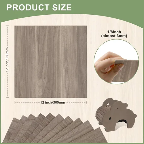 Miniatura 2 de Paquete de 8 hojas de madera contrachapada de nogal de 12 x 12 x 1/8 pulgadas, madera contrachapada de 0.118 in para corte y grabado láser, madera