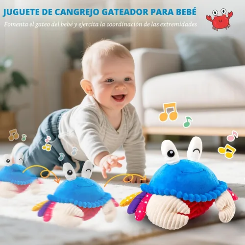 Miniatura 3 de Juguetes para bebés de 12 a 18 meses, juguete de peluche musical de cangrejo que gatea - 40 canciones y función de grabación, juguete de tiempo