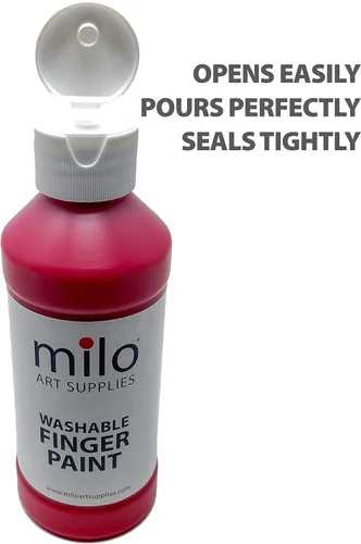 Miniatura 5 de milo Juego de pintura de dedos lavable para niños, 8 colores, botellas de 8 onzas, seguras y no tóxicas, fabricadas en los Estados Unidos, pinturas