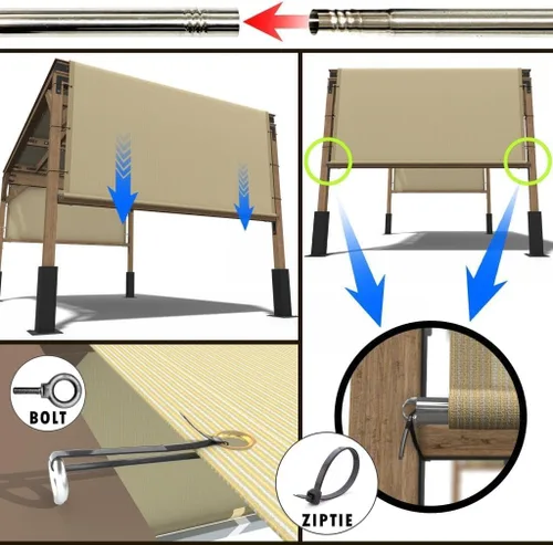 Miniatura 2 de Amgo Toldo de pérgola gris de 8 pies de ancho x 12 pies de largo, cubierta superior UPF50+, parasol de grado comercial de 260 GSM para patio al aire