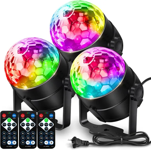 Miniatura 12 de Luces de fiesta de bola de discoteca para DJ, activadas por sonido, con control remoto, lámpara estroboscópica, 7 modos, luz de escenario