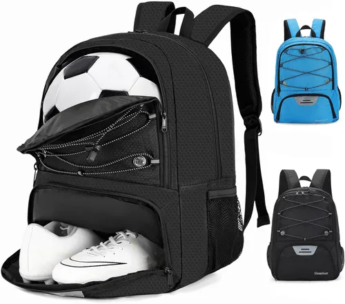 Hsmihair - Mochila de fútbol juvenil - Mochila para fútbol y baloncesto, con compartimento para pelota y tacos separados
