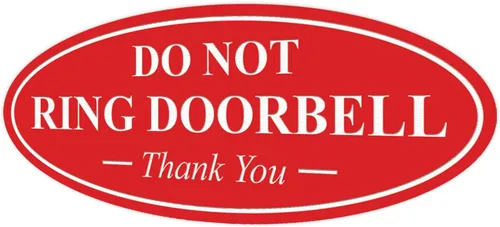 Miniatura 14 de All Quality Cartel de agradecimiento ovalado con texto en inglés «Do not Ring DOORBELL», color negro, pequeño, 1 paquete