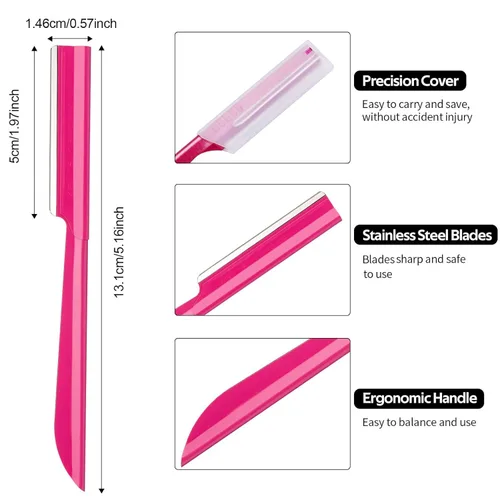 Miniatura 2 de Maquinilla de afeitar para cejas, 10 piezas para mujer, herramienta exfoliante para dermaplaning, eliminación de pelusas de durazno, moldeador