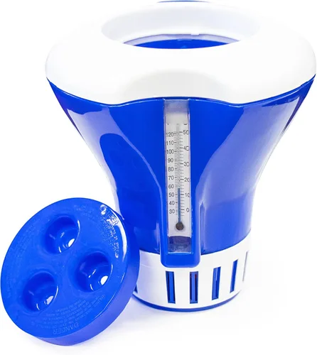 Miniatura 12 de HYDROTOOLS BY SWIMLINE: Dispensador químico mini para piscina y spa, compatible con bromo y cloro, admite tabletas de 1 pulgada, anillo de control