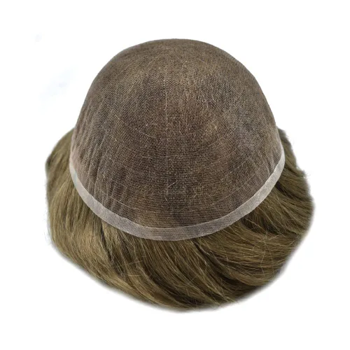 Miniatura 188 de Toupee para hombres nudos blanqueados hombres toupee hairpieces europeo virgen sistema de reemplazo de cabello humano suave encaje francés hombres