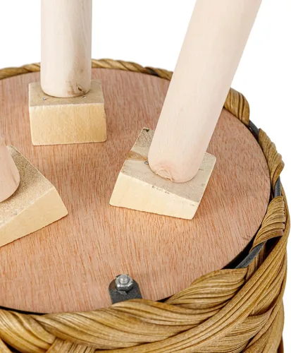 Miniatura 5 de Juego de 2 cestas tejidas para macetas con forro de plástico y 3 patas de madera, flores, juguetes de granja rústica (tejido grueso)