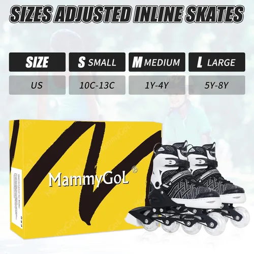Miniatura 5 de MammyGol Patines en línea para niños y niñas Patines ajustables con ruedas iluminadoras Patines para principiantes