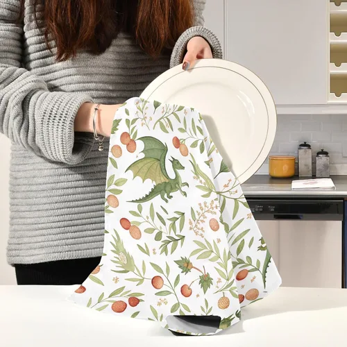 Miniatura 6 de Juego de 4 paños de cocina medievales con diseño de dragones medievales, ultra suaves, absorbentes, toallas de cocina, toallas de mano, paños
