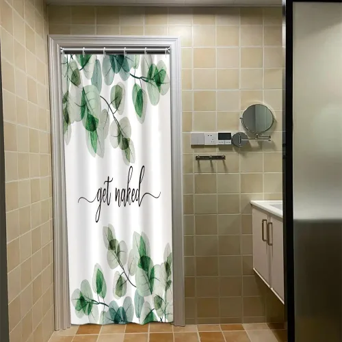 Miniatura 39 de Cortinas de ducha botánicas verdes de 36 x 72 pulgadas, hojas de eucalipto naturales de primavera para minimalismo moderno, decoración de baño, tela
