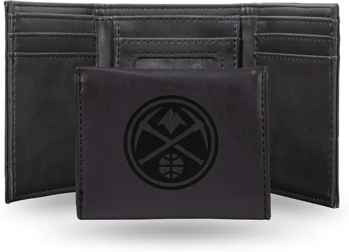Miniatura 10 de NBA Rico Industries - Billetera triple grabada con láser y tres pliegues, accesorio para hombre Negro