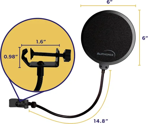 Miniatura 7 de filtro Pop para micrófono, 6 pulgadas pantalla con doble malla eBook con consejos para grabación (idioma español no garantizado)