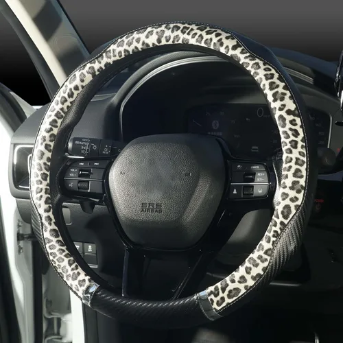 Miniatura 3 de KAFEEK - Funda para volante de leopardo, universal de 14.5 a 15 pulgadas, protector de volante de automóvil de cuero de microfibra, comodidad