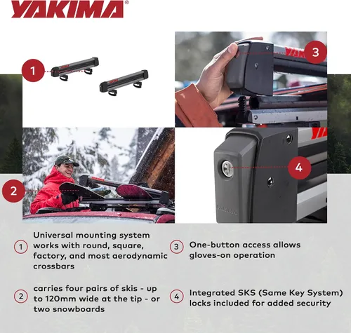 Miniatura 3 de YAKIMA, FreshTrack - Soporte de esquí y snowboard, se adapta a la mayoría de portaequipajes