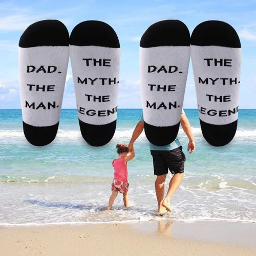 Miniatura 6 de LEVLO Calcetines de regalo para papá el día del padre el hombre el mito la leyenda calcetines divertido regalo para papá nuevo papá calcetines