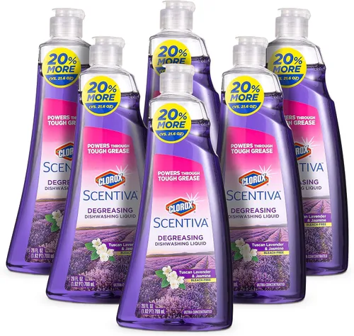 Miniatura 7 de Clorox Scentiva - Jabón líquido para platos, aroma Hawaiian Sunshine, detergente ultraconcentrado para lavar platos que corta la grasa y aborda