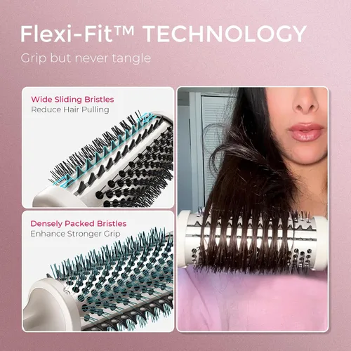 Miniatura 3 de TYMO STYLUX - Cepillo térmico 2.0 para rizar, voluminizador de 1.7 pulgadas con ajuste flexible para alisar el cabello, herramienta de peinado