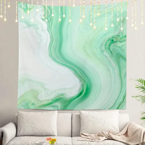Miniatura 13 de Shrahala Tapiz de pared azul brillante, acuarela azul degradado para colgar en la pared, tapiz grande decorativo de fibra de poliéster, dobladillo