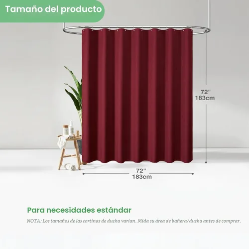 Miniatura 3 de Dynamene cortina de ducha de lino burdeos - cortinas de tela de nido de abeja texturizadas y resistentes para baño, 256GSM, juego de cortinas