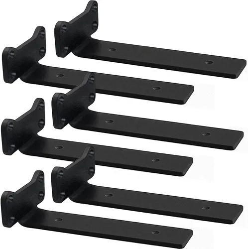 Miniatura 10 de Soportes para estantes flotantes de servicio pesado industriales, soporte de estante en L de 1/5 pulgadas de grosor, acero sólido premium, soportes