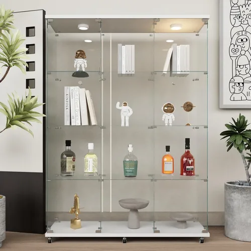 Miniatura 13 de Beauty4U - Vitrina de exhibición de una puerta con vidrio, gabinetes curio negros para sala de estar, dormitorio, oficina, exhibición de colección
