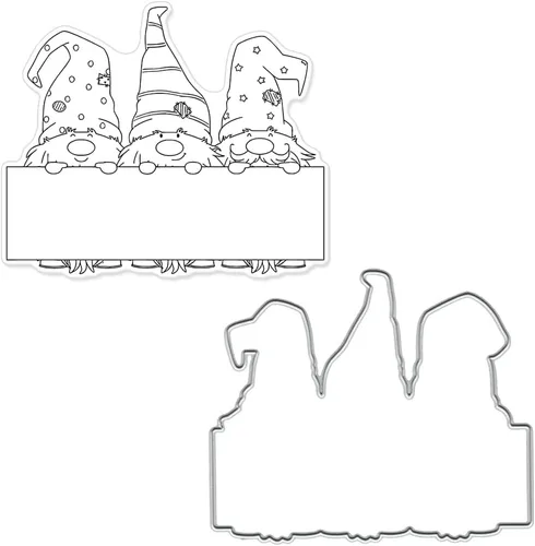 Miniatura 5 de Sellos y troqueles de gnomos para hacer tarjetas, sello transparente de Papá Noel, troqueles de corte de Navidad, troqueles de corazón de graduación