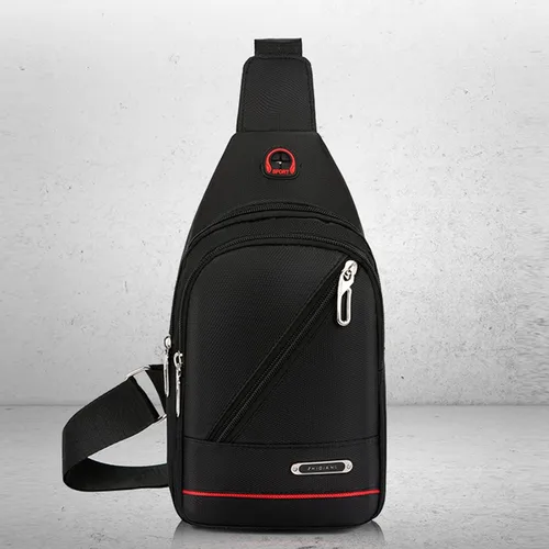 Miniatura 2 de Amketima Bolso de hombro para hombres, bandolera en el pecho, bolsa cruzada con correa para viaje, con agujero para auriculares