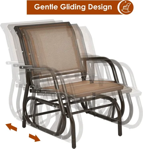 Miniatura 4 de Giantex Silla columpio con marco de metal de estudio, cómoda silla de patio para jardín, porche, patio trasero, piscina, mecedora al aire libre