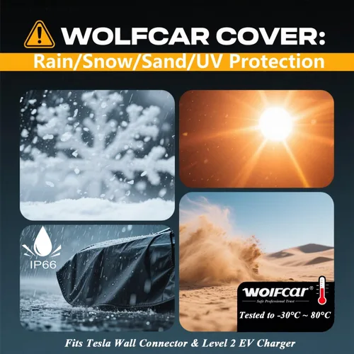 Miniatura 6 de WOLFCAR - Cubierta de cargador para Tesla para conector de pared y cargador de nivel 2, Oxford 420D impermeable y resistente al viento con correas