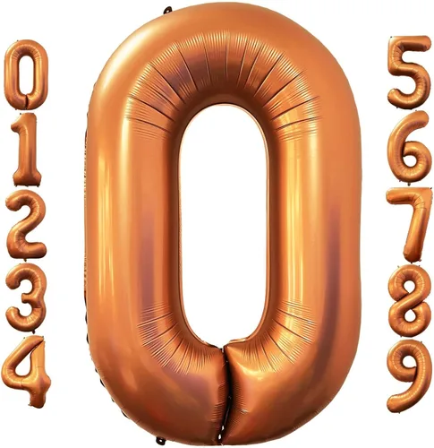 Lovoir Globo naranja número 0 de 40 pulgadas, tamaño grande, de papel de aluminio de Mylar de polietileno, globos amarillos de azafrán para temática